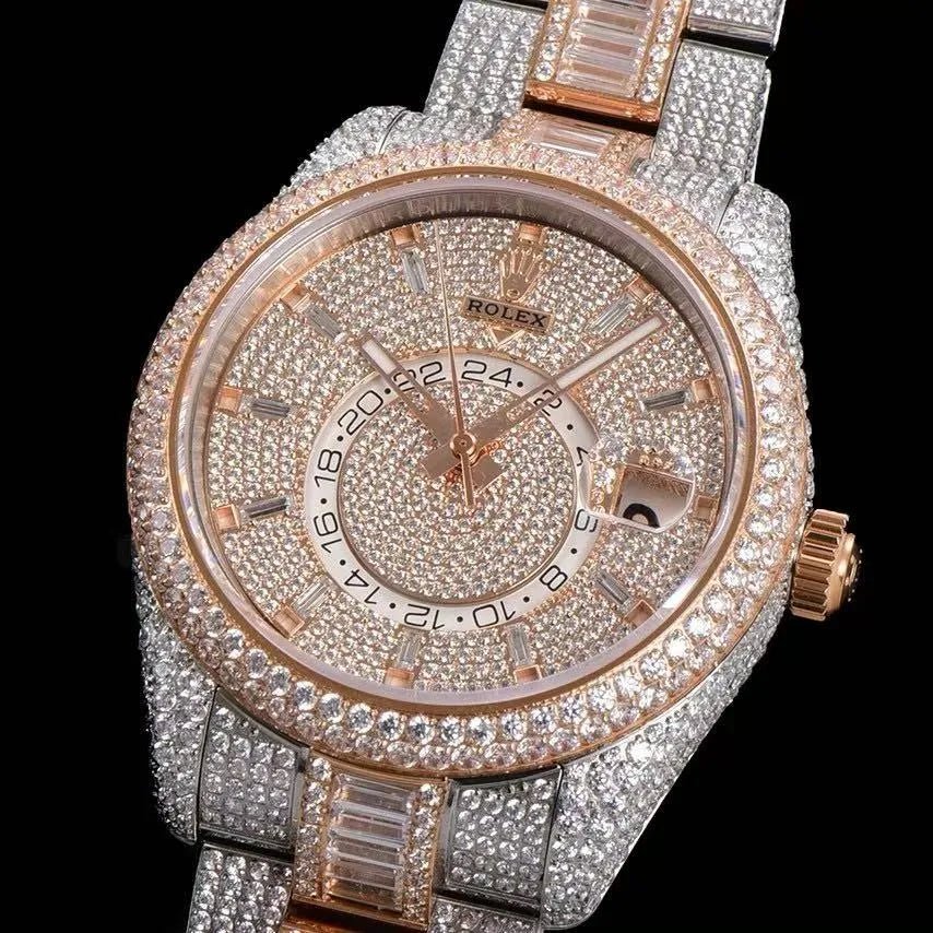 42mm Luxury VVS Moissanite Full - Diamond 904L Watch – Rose Gold - TONGSHOP / Style:White Gold / WATCH