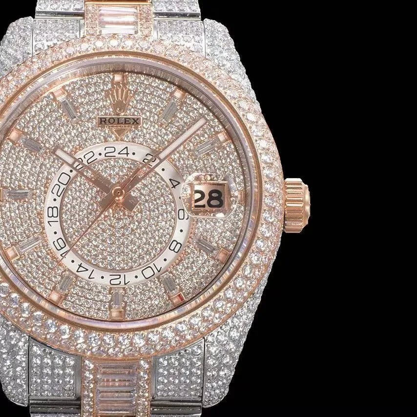 42mm Luxury VVS Moissanite Full - Diamond 904L Watch – Rose Gold - TONGSHOP / Style:White Gold / WATCH