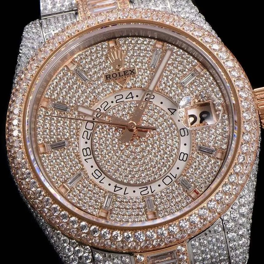 42mm Luxury VVS Moissanite Full - Diamond 904L Watch – Rose Gold - TONGSHOP / Style:White Gold / WATCH