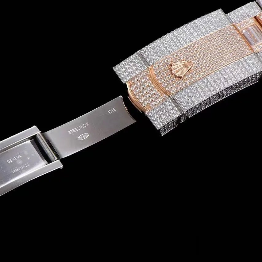 42mm Luxury VVS Moissanite Full - Diamond 904L Watch – Rose Gold - TONGSHOP / Style:White Gold / WATCH