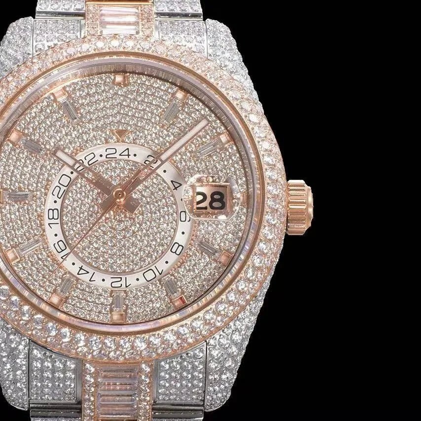 42mm Luxury VVS Moissanite Full - Diamond 904L Watch – Rose Gold - TONGSHOP / Style:White Gold / WATCH