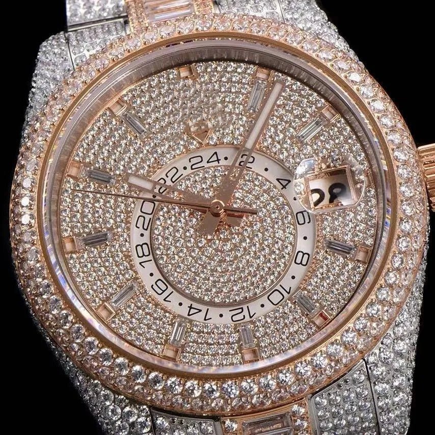 42mm Luxury VVS Moissanite Full - Diamond 904L Watch – Rose Gold - TONGSHOP / Style:White Gold / WATCH