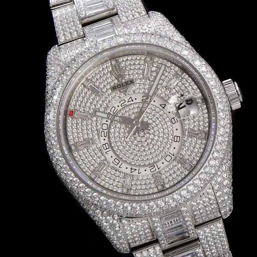 42mm Luxury VVS Moissanite Full - Diamond 904L Watch – White Gold - TONGSHOP / Style:White Gold / WATCH