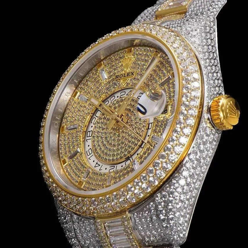 42mm Luxury VVS Moissanite Full - Diamond 904L Watch – Yellow Gold - TONGSHOP / Style:White Gold / WATCH