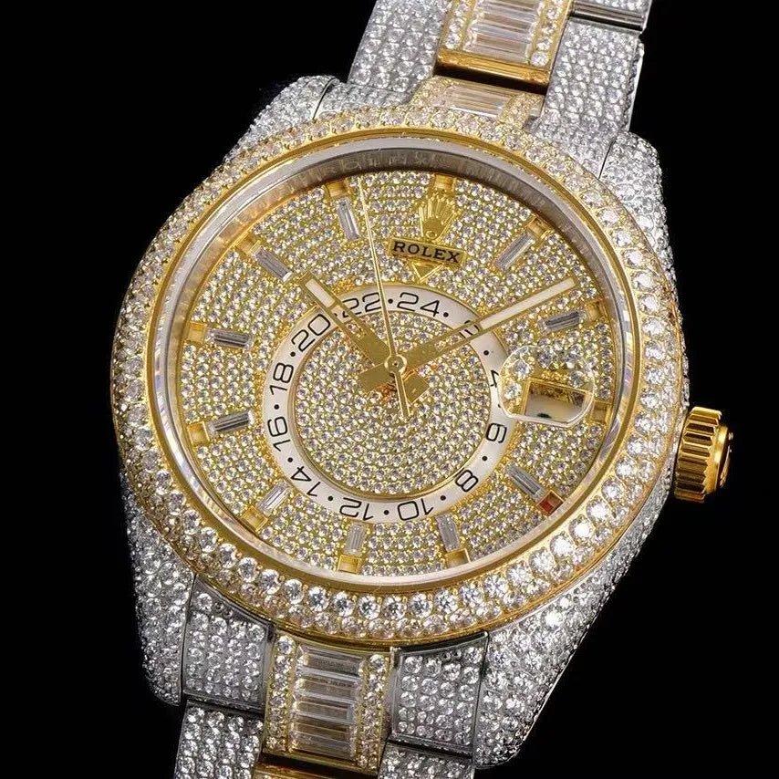 42mm Luxury VVS Moissanite Full - Diamond 904L Watch – Yellow Gold - TONGSHOP / Style:White Gold / WATCH