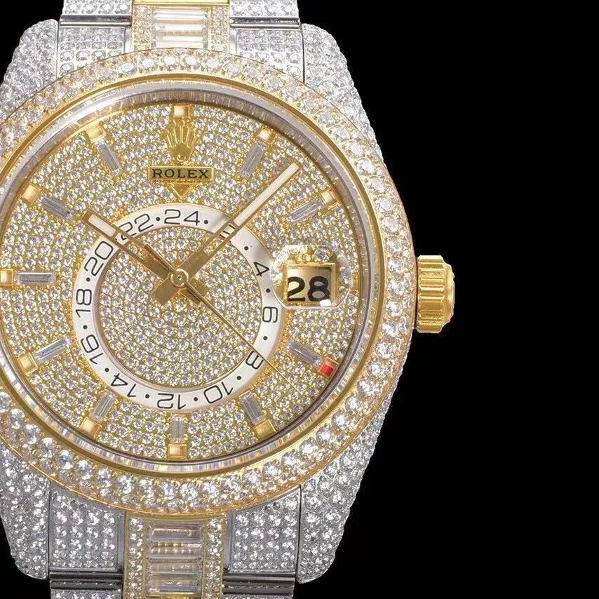 42mm Luxury VVS Moissanite Full - Diamond 904L Watch – Yellow Gold - TONGSHOP / Style:White Gold / WATCH