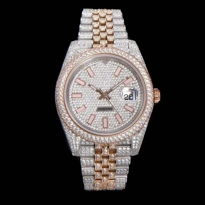 42mm VVS Moissanite 904L Full - Diamond Watch - Rose Gold - TONGSHOP / Style:White Gold / WATCH