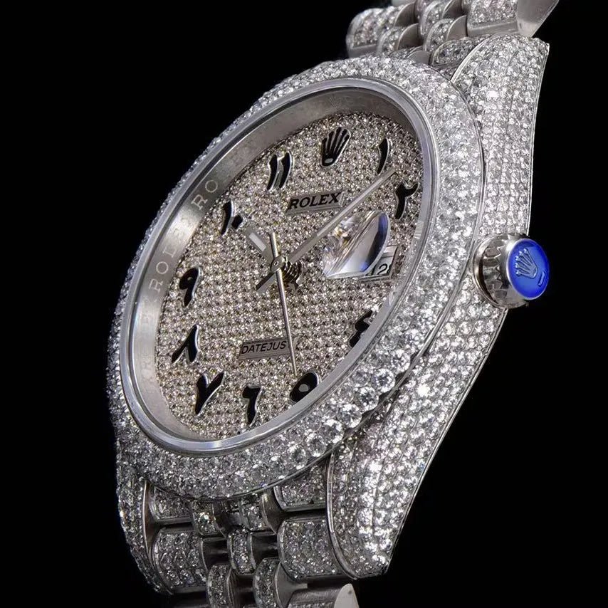 42mm VVS Moissanite Full - Diamond 904L Watch - White Gold - TONGSHOP / Style:White Gold / WATCH