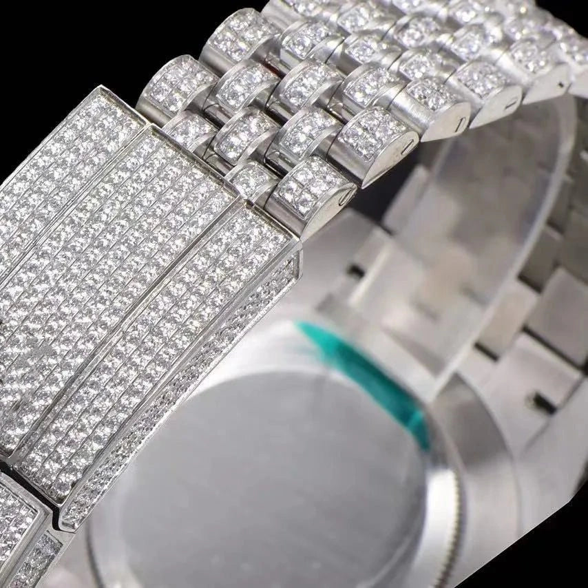 42mm Luxury Moissanite 904L Full-Diamond Watch in White Gold