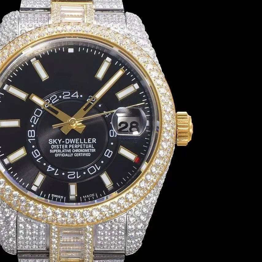 Orologio ghiacciato con moissanite VVS da 40mm, oro bianco bicolore