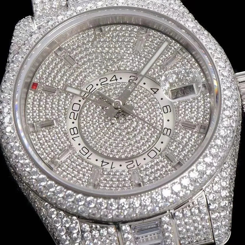 42mm Luxury VVS Moissanite Full-Diamond 904L Watch – White Gold