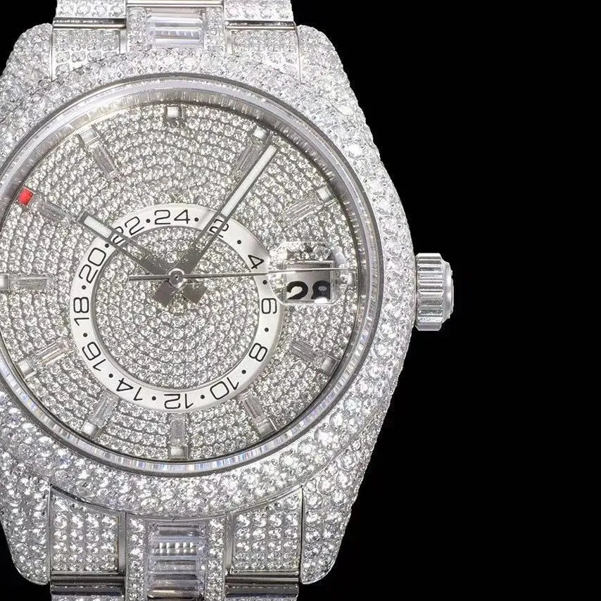 42mm Luxury VVS Moissanite Full-Diamond 904L Watch – White Gold