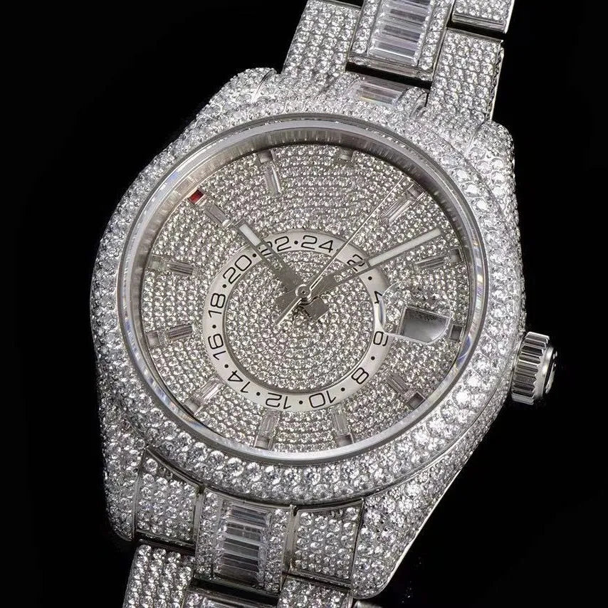 42mm Luxury VVS Moissanite Full-Diamond 904L Watch – White Gold