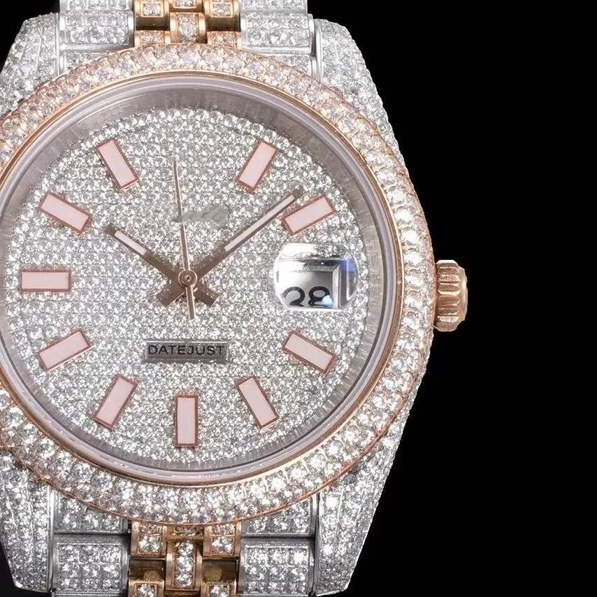 42mm VVS Moissanite 904L Full-Diamond Watch - Rose Gold