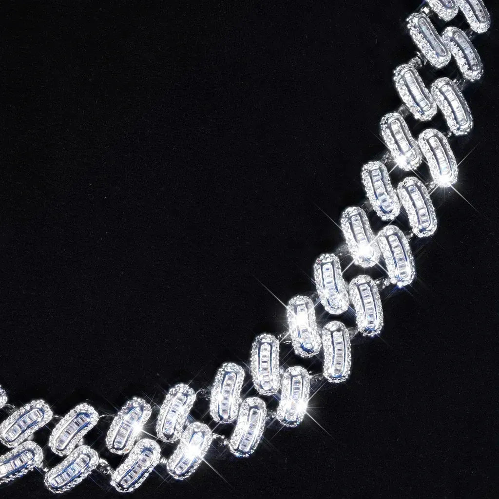 15MM 18K BLANKA/ORO PLAKITA BLINGBLING BANGETO GLACIITA KUBA ĈENO