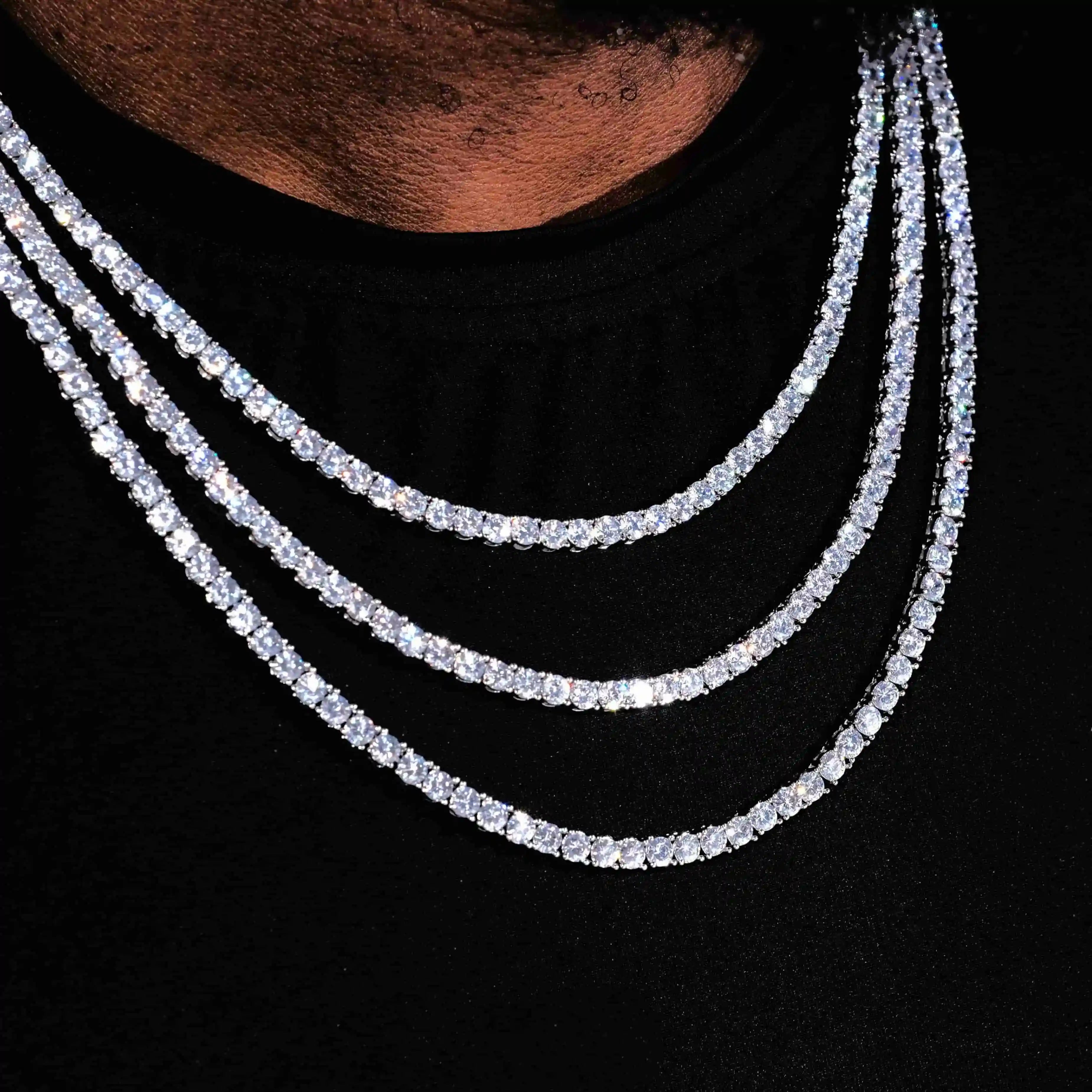 4mm 18K Gold - Plated Iced BlingBling Tennis Chain - TONGSHOP