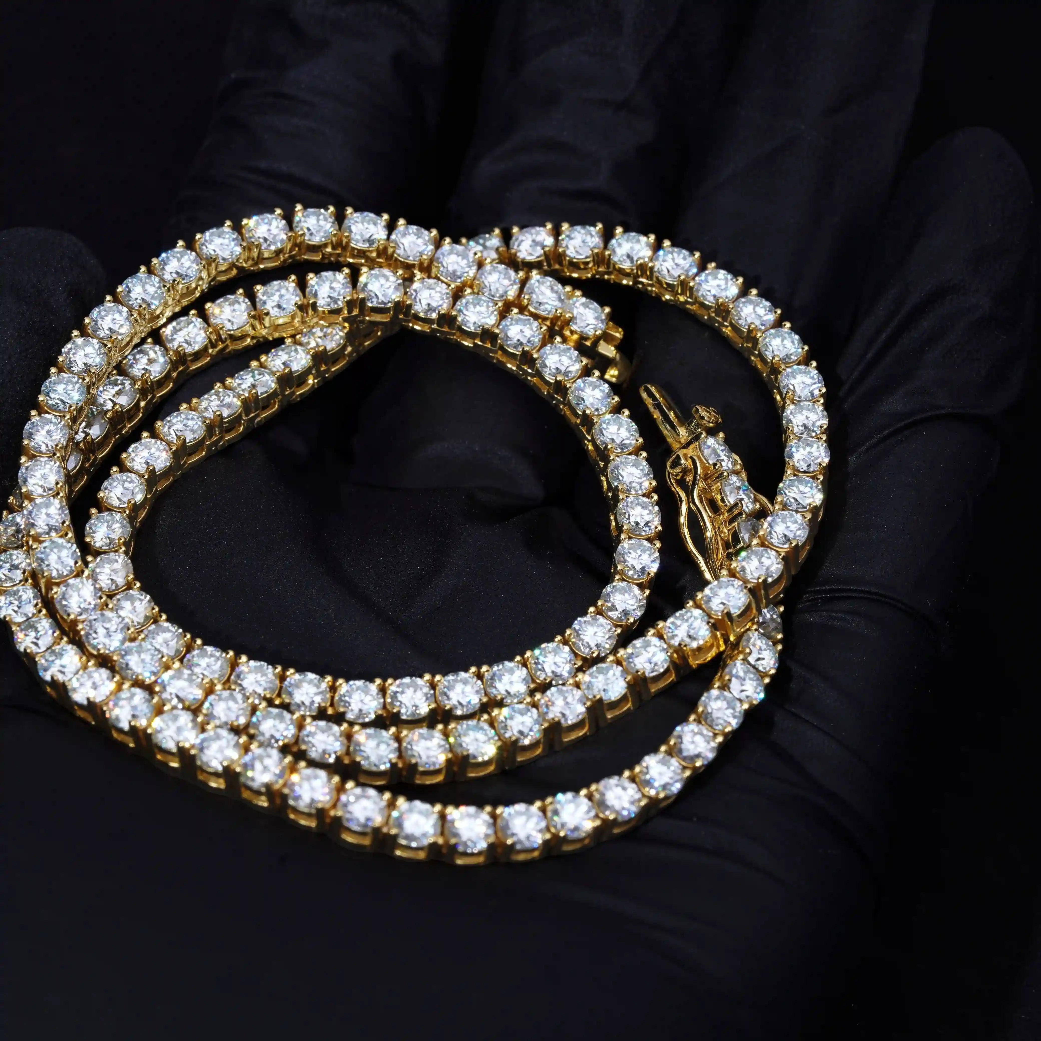 4MM 925S & VVS Moissanite Tennis Chain 18K Gold - TONGSHOP