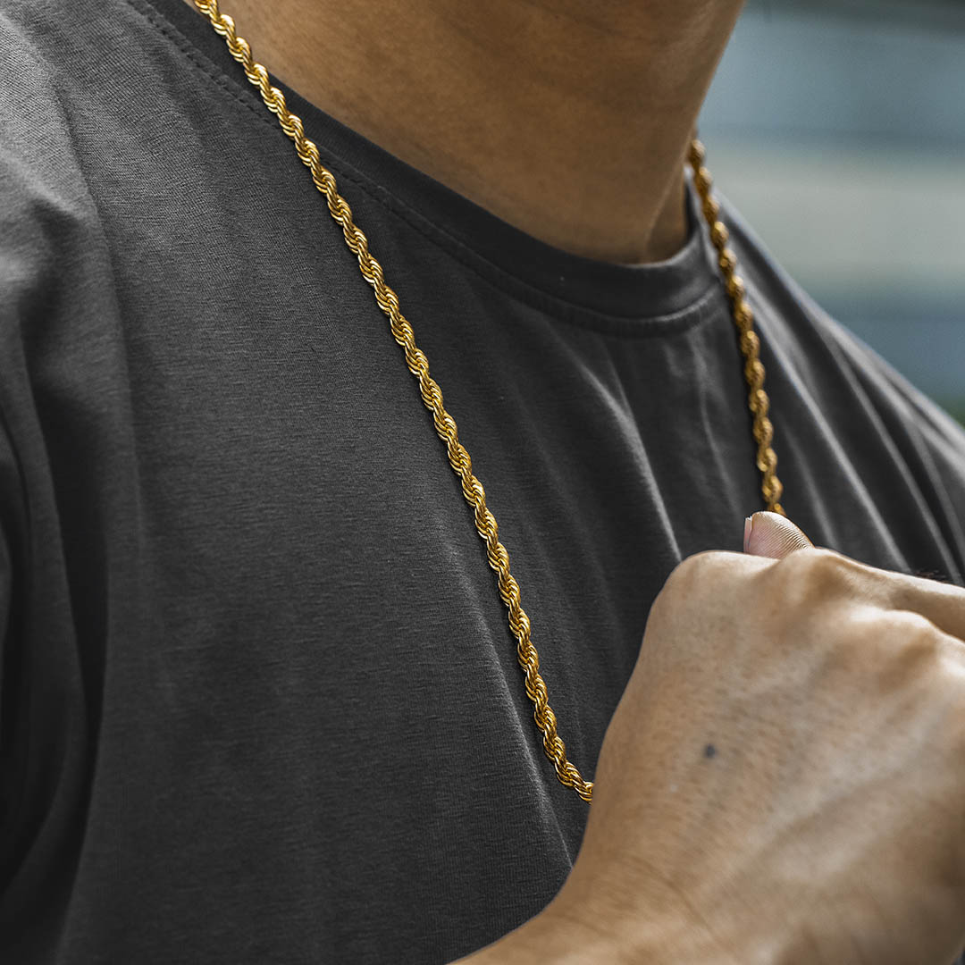 4mm Rope Chain in Gold - TONGSHOP