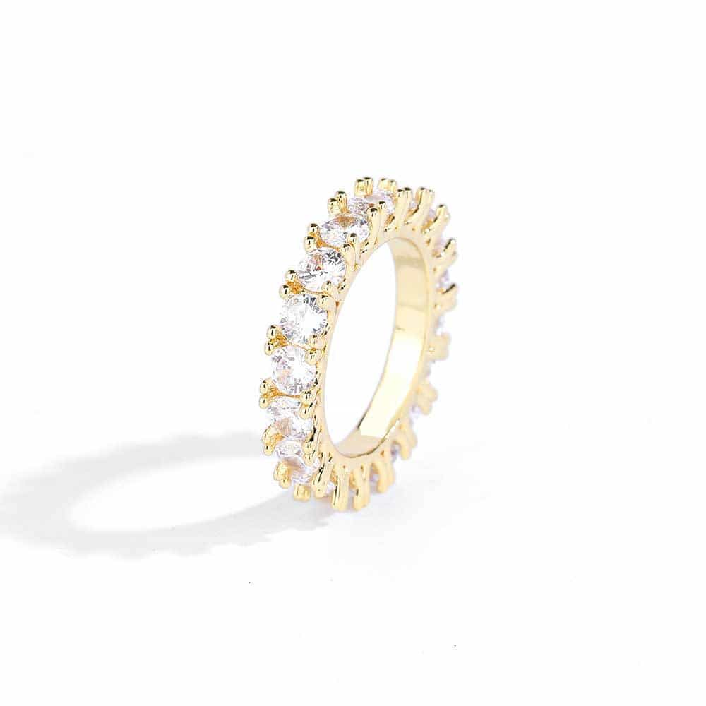 4mm Single Row Cubic Zirconia Ring in 18K Gold - TONGSHOP