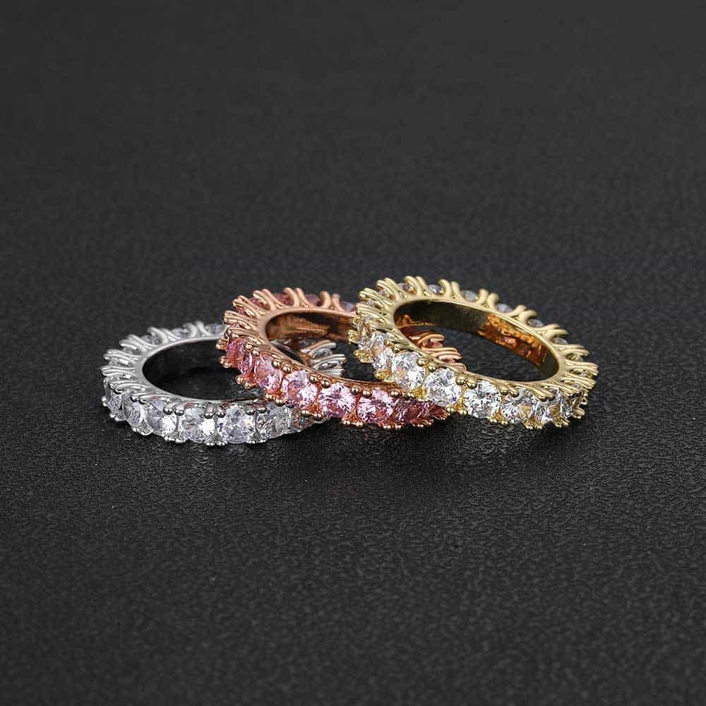 4mm Single Row Cubic Zirconia Ring in 18K Gold - TONGSHOP