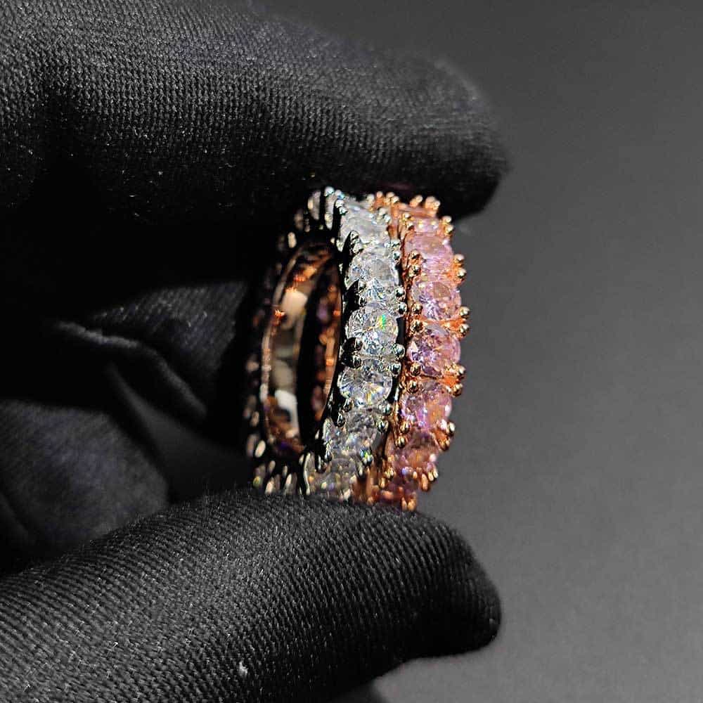 4mm Single Row Cubic Zirconia Ring in 18K Gold - TONGSHOP