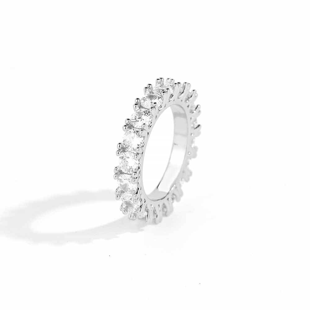4mm Single Row Cubic Zirconia Ring in 18K Gold - TONGSHOP