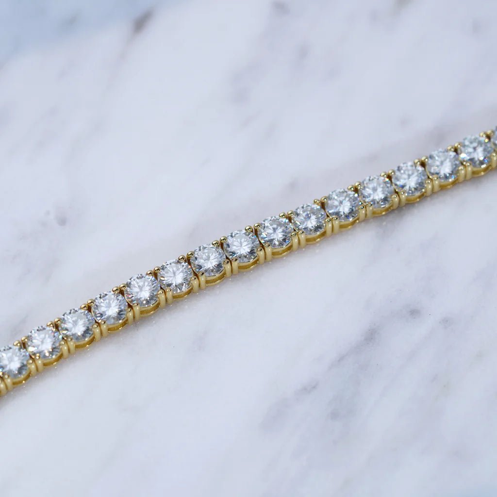 5MM 925S & VVS Moissanite Tennis Bracelet 18K Gold - TONGSHOP