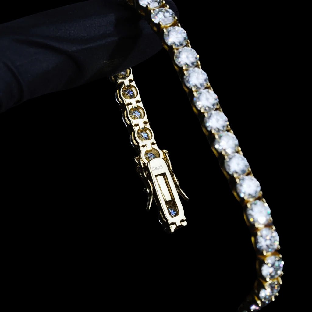 5MM 925S & VVS Moissanite Tennis Bracelet 18K Gold - TONGSHOP