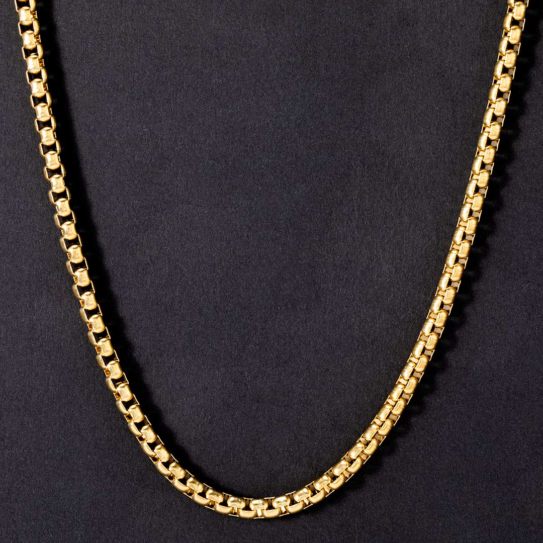 5mm 18K Gold Finish Round Box Chain - TONGSHOP
