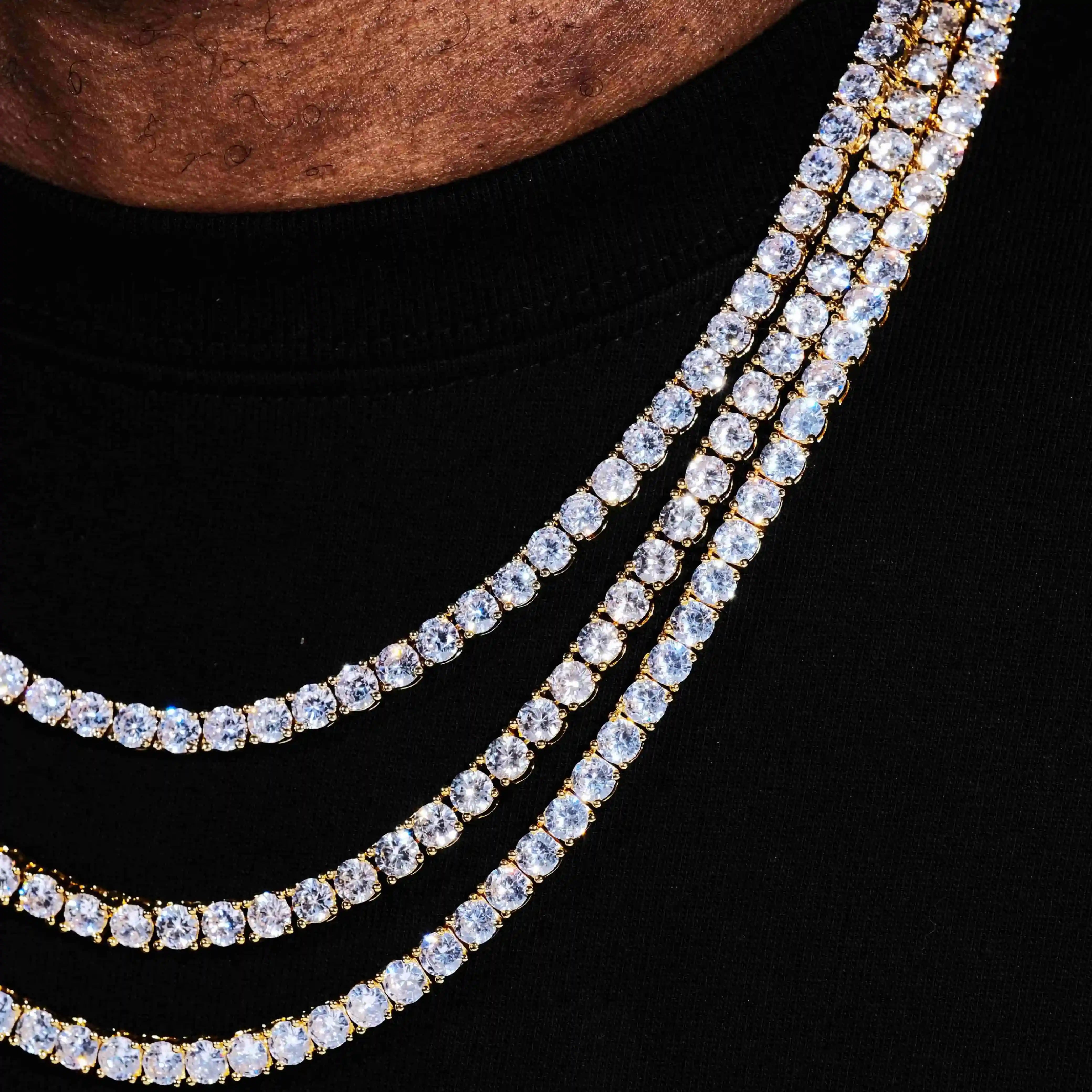 5mm 18K Gold - Plated Iced BlingBling Tennis Chain - TONGSHOP
