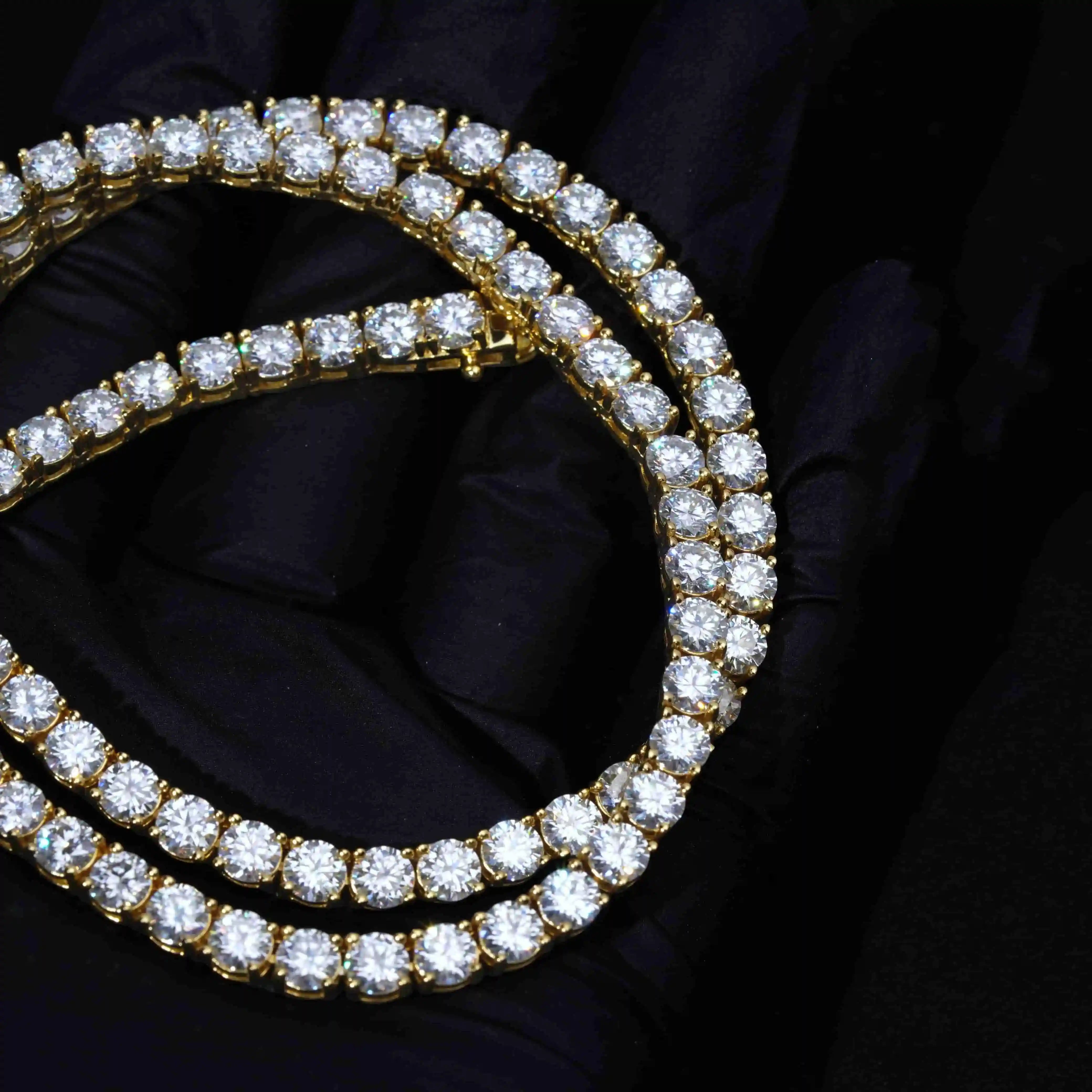 5MM 925S & VVS Moissanite Tennis Chain 18K Gold - TONGSHOP