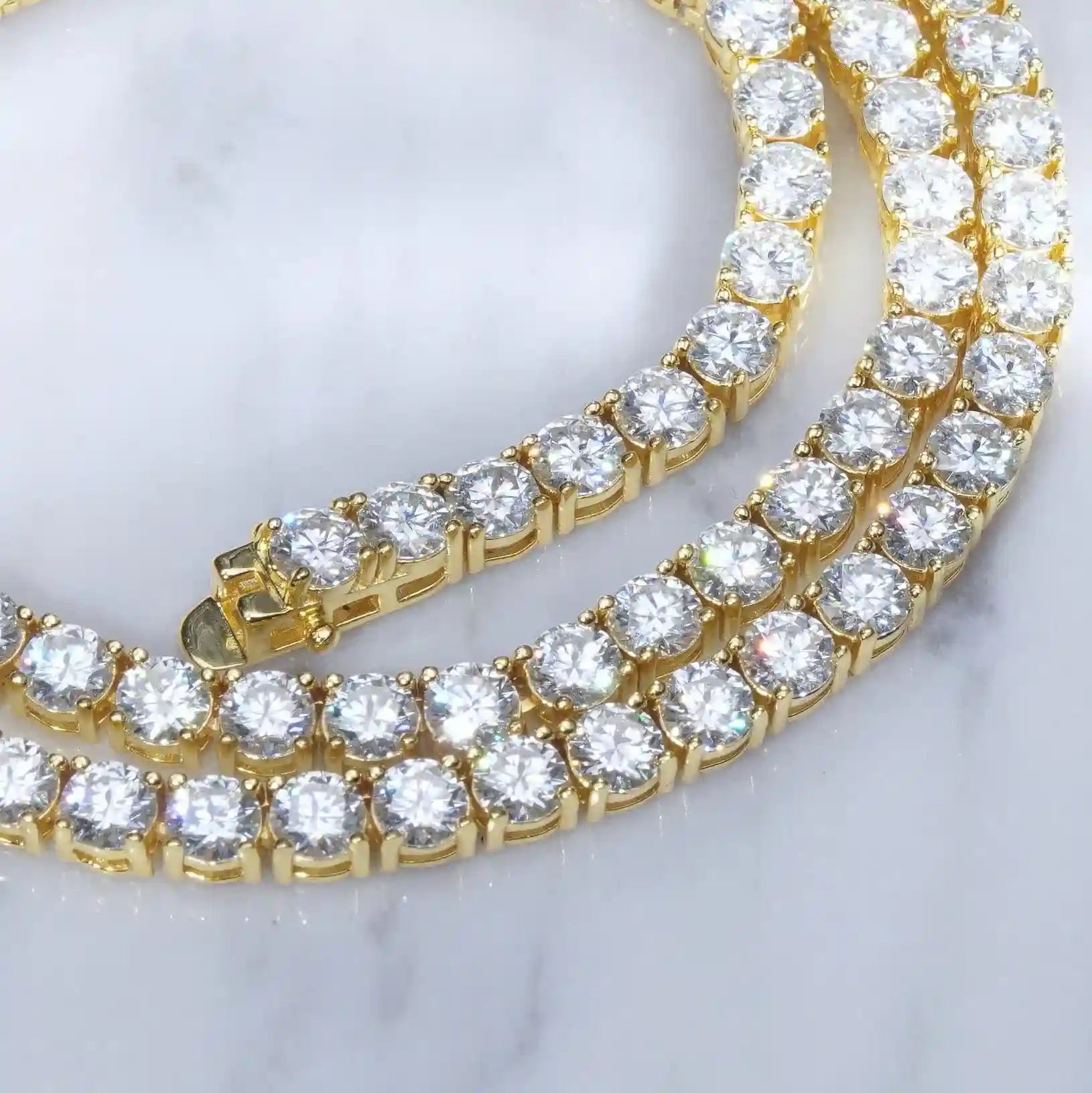 5MM 925S & VVS Moissanite Tennis Chain 18K Gold - TONGSHOP
