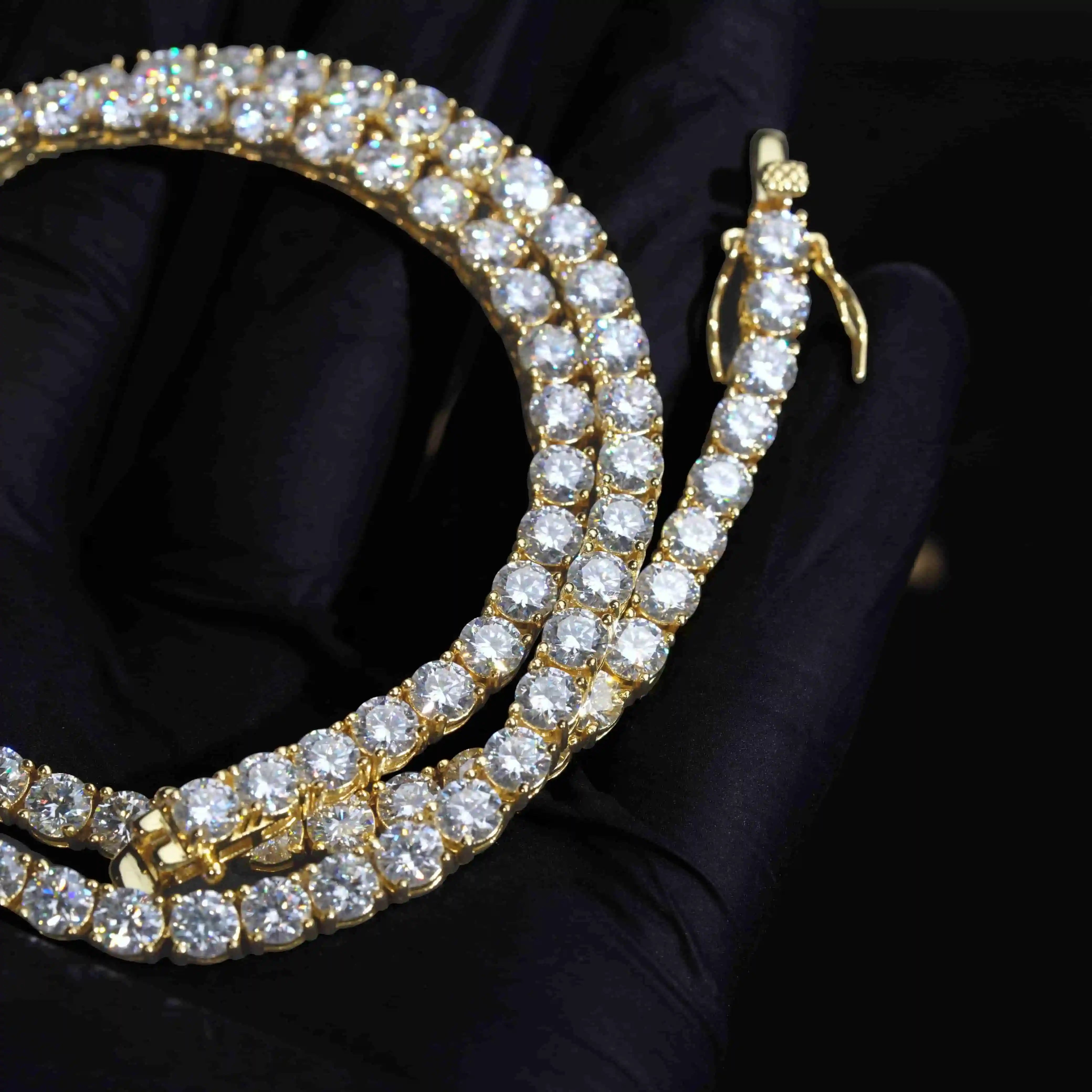 5MM 925S & VVS Moissanite Tennis Chain 18K Gold - TONGSHOP