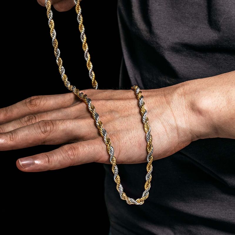 5mm Gold & Silver Two - Tone Rope Chain - TONGSHOP