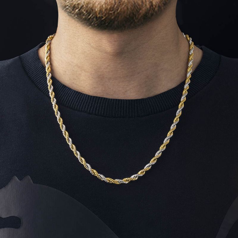5mm Gold & Silver Two - Tone Rope Chain - TONGSHOP
