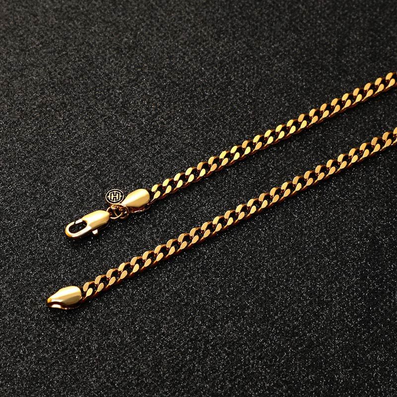 5mm Stainless Steel Cuban Chain in Gold - TONGSHOP