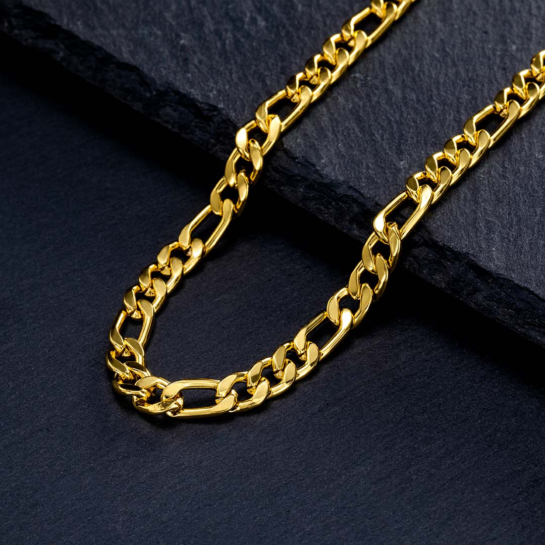 5mm Stainless Steel Figaro Chain in Gold - TONGSHOP