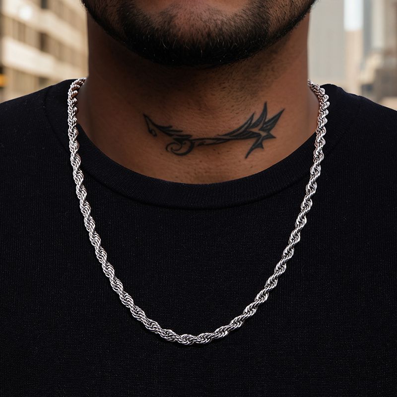 6mm 18K Gold Finish Rope Chain - TONGSHOP