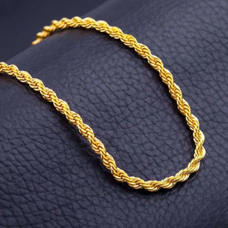 6mm 18K Gold Finish Rope Chain - TONGSHOP