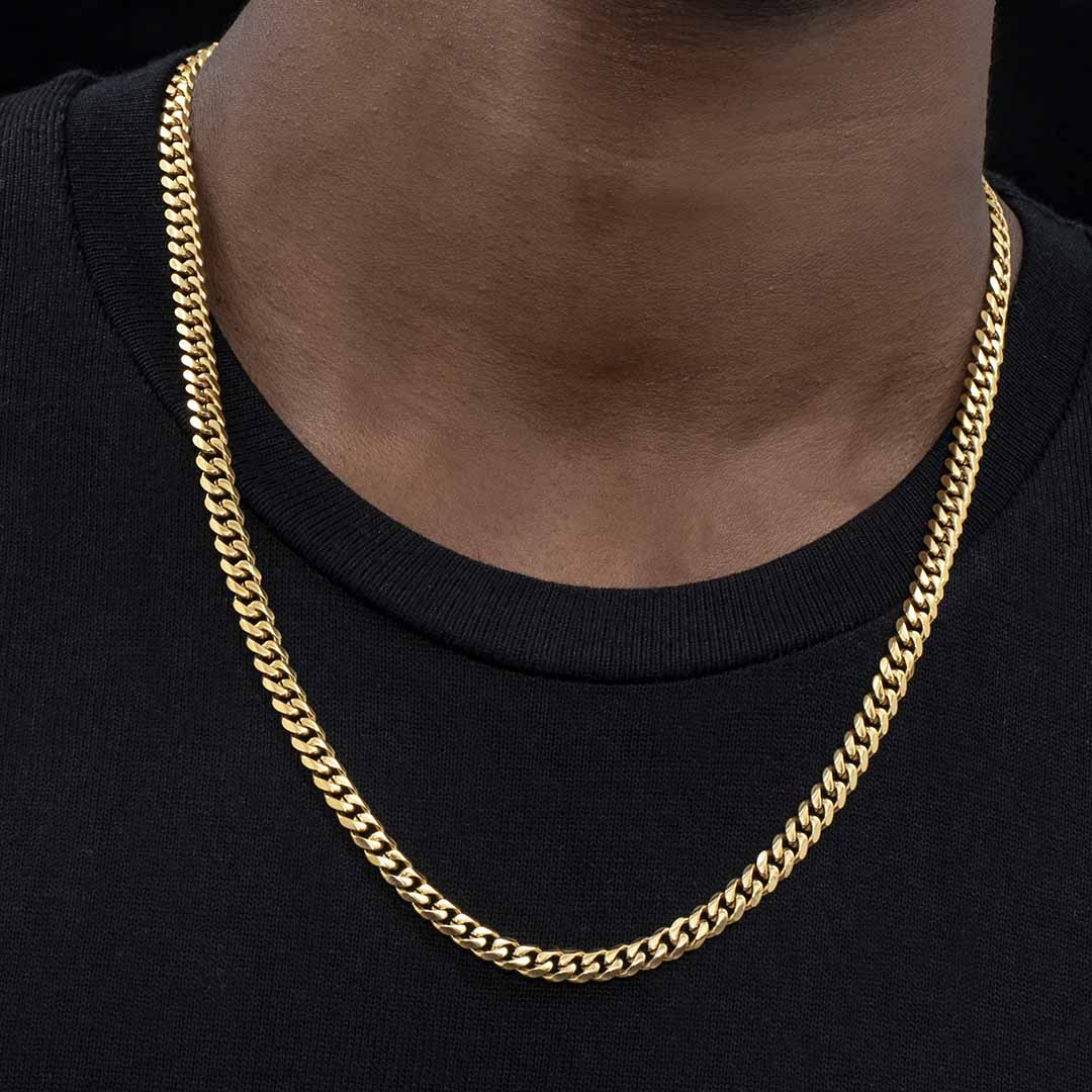 6mm Diamond - Cut Cuban Chain in Gold - TONGSHOP