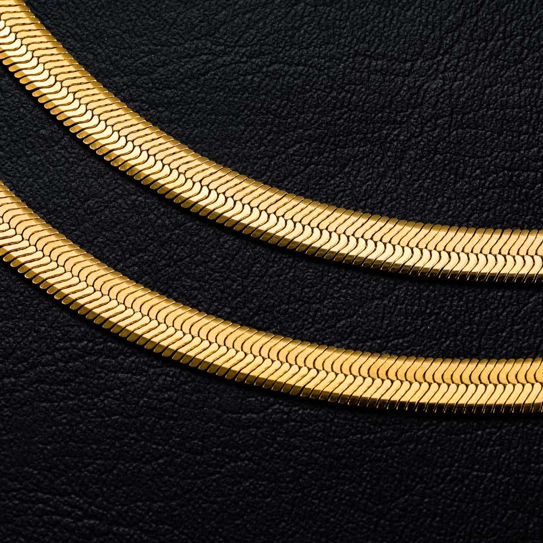 6mm Herringbone Chain in Gold - TONGSHOP