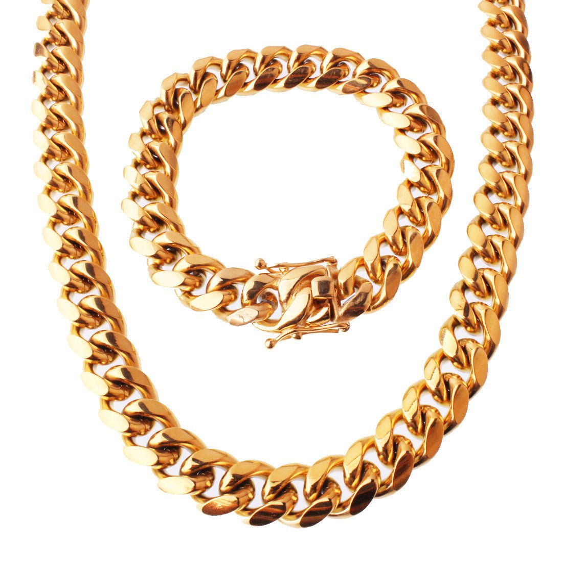 8/10/12/14mm Miami Cuban Chain Tap Clasp Necklace Bracelet - TONGSHOP