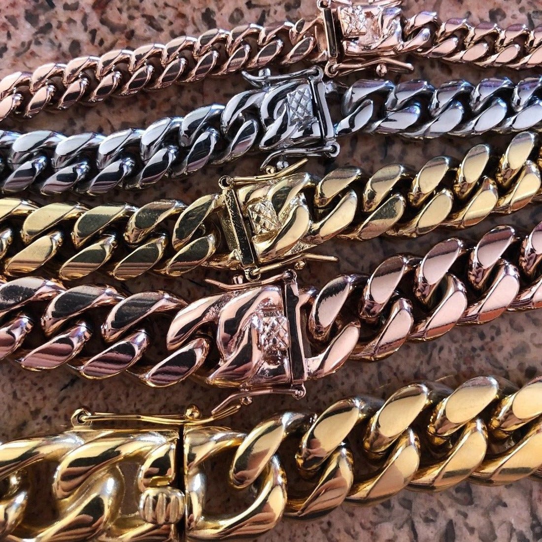 8/10/12/14mm Miami Cuban Chain Tap Clasp Necklace Bracelet - TONGSHOP