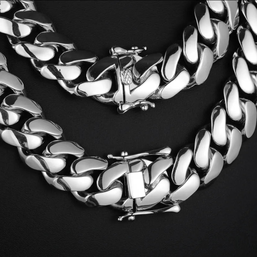 Solid Men's Cuban Necklace 18K Gold - 10MM/14MM/18MM/20MM - TONGSHOP / /