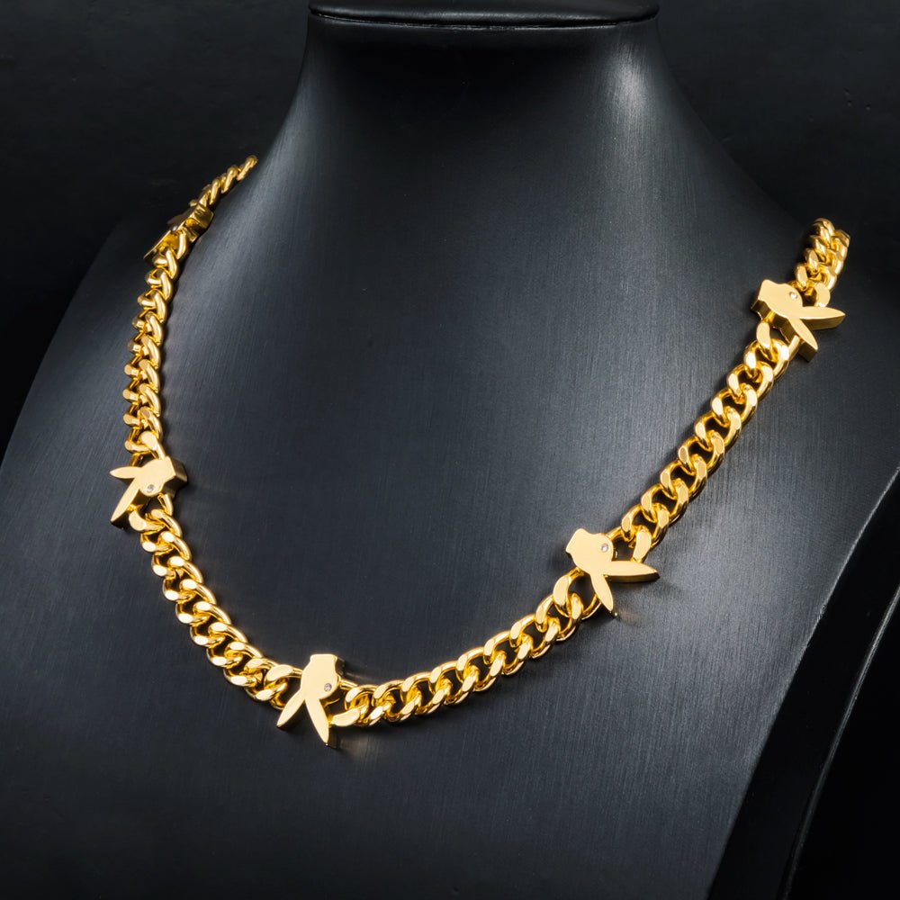 8mm Bunny Heads Cuban Chain in Gold - TONGSHOP