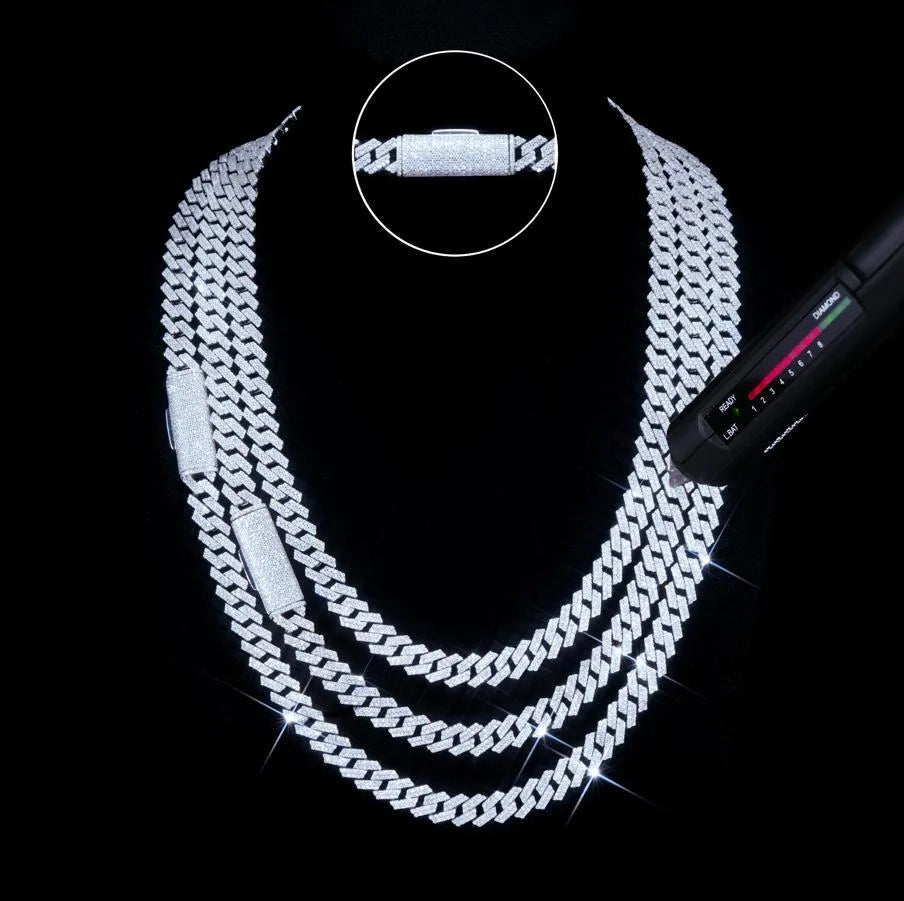 925S & VVS Moissanite 8MM Du Vico Prong Kuba Ligĉeno