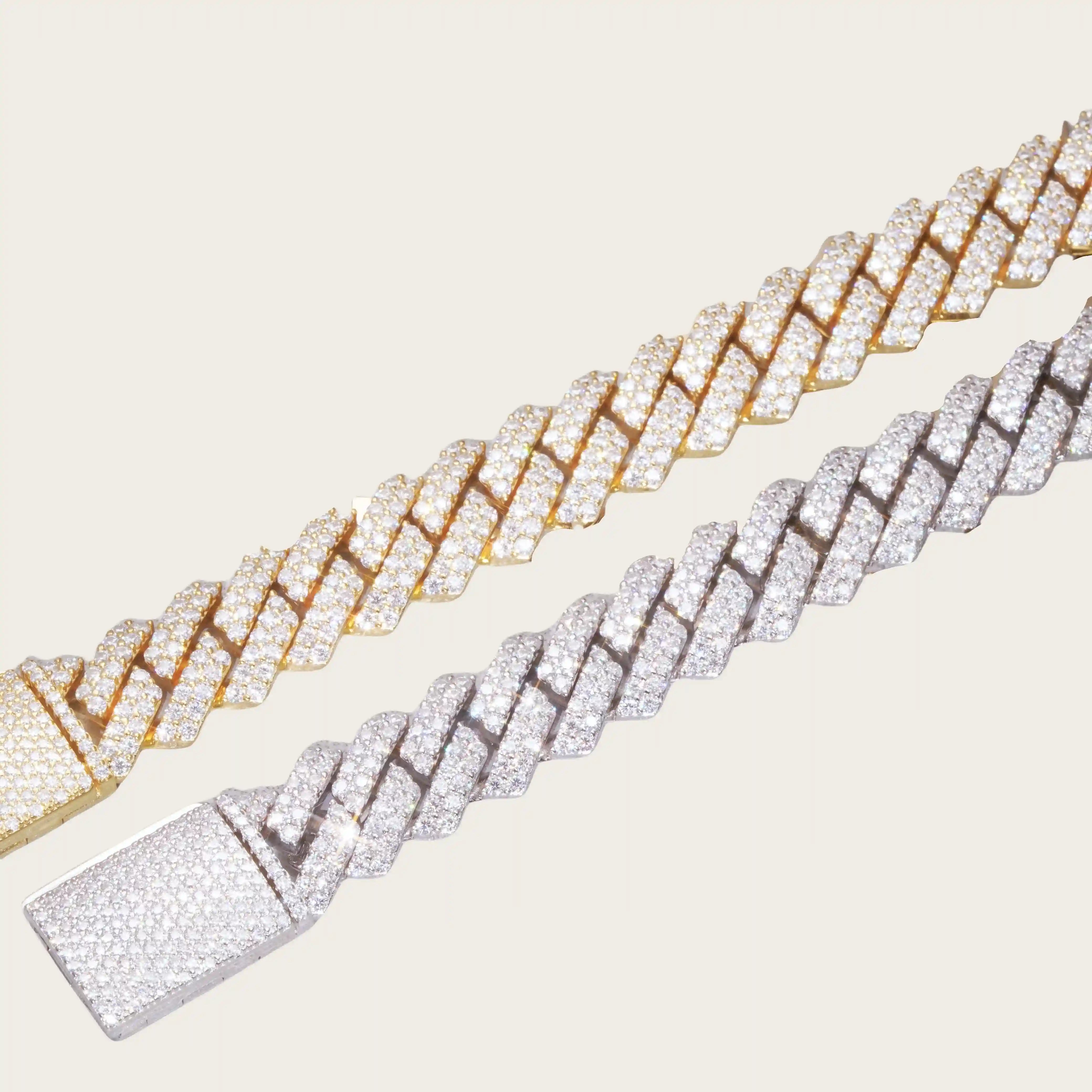 925S & VVS Moissanite 12MM Prong Cuban Bracelet - TONGSHOP / best - selling - moissanite / BestValue