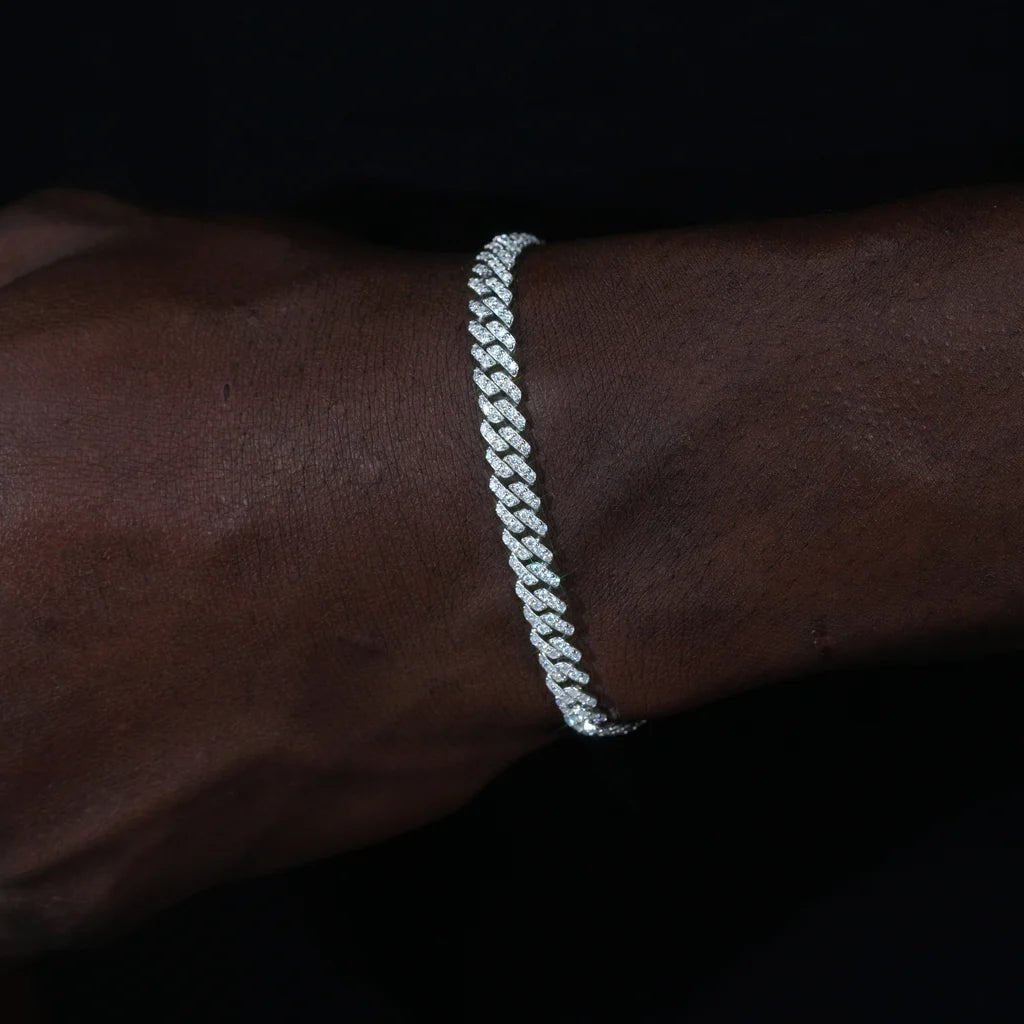 925S & VVS Moissanite Prong Cuban Bracelet - 6.5mm - TONGSHOP / 6.5mm / 925S & VVS Moissanite 6.5MM Prong Cuban Bracelet