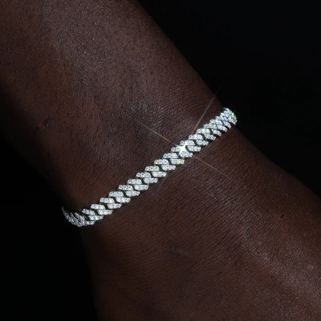 925S & VVS Moissanite Prong Cuban Bracelet - 6.5mm - TONGSHOP / 6.5mm / 925S & VVS Moissanite 6.5MM Prong Cuban Bracelet