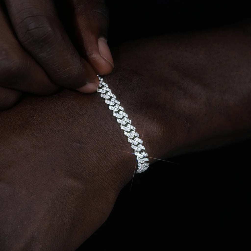 925S & VVS Moissanite Prong Cuban Bracelet - 6.5mm
